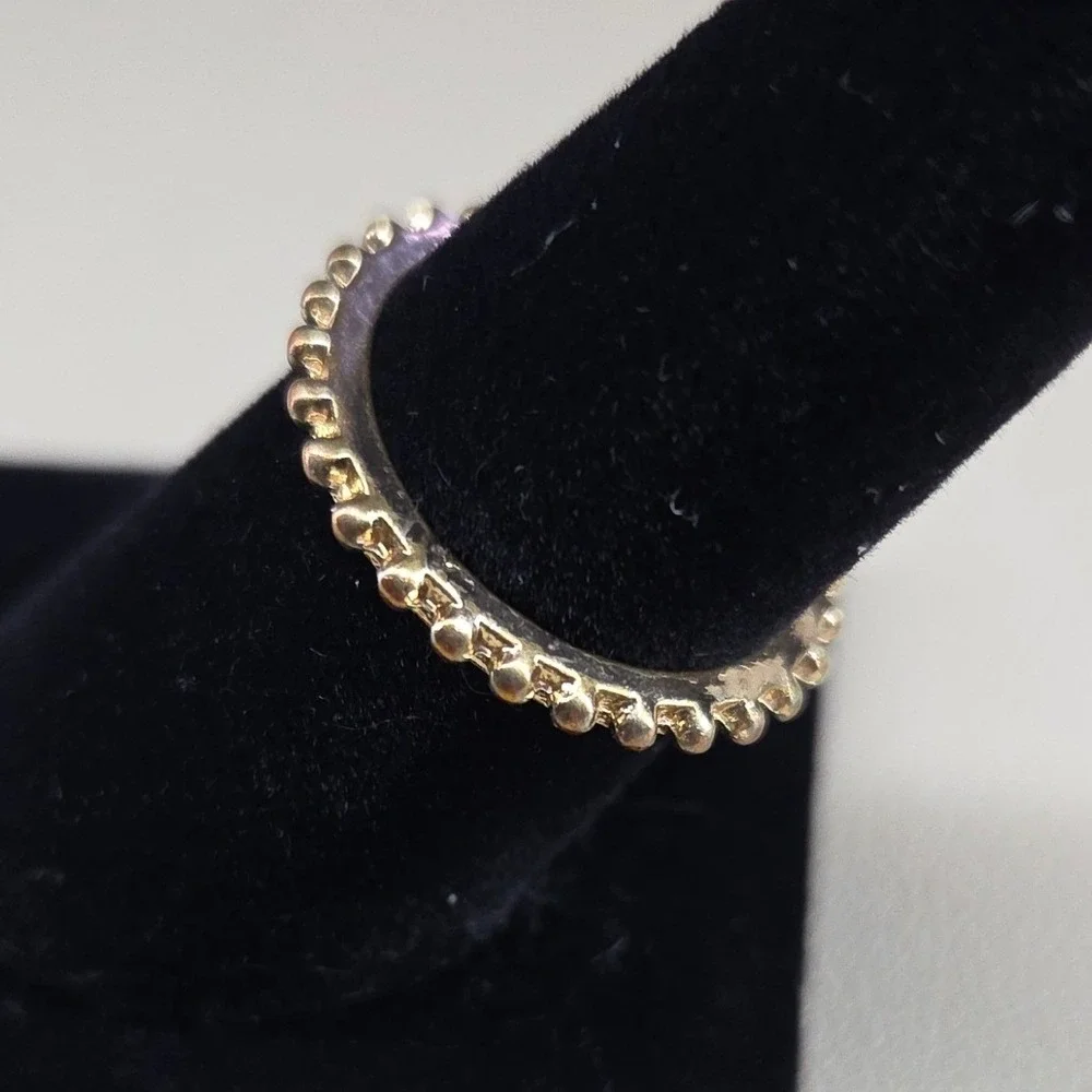 Gold Tone‎ Beaded Eternity Band Ring Textured Stackable Minimalist Size 8